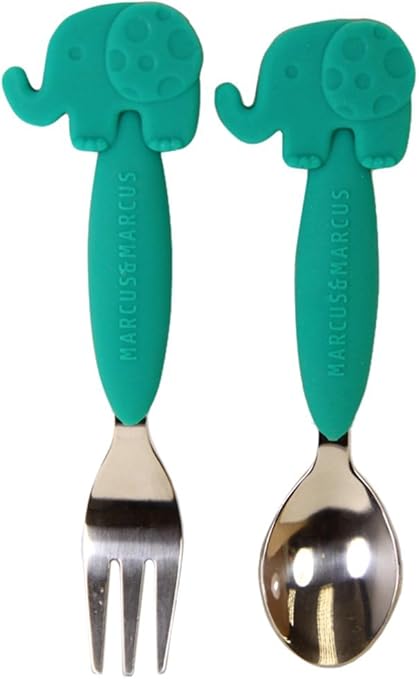 Amazon Marcus Marcus シリコン素材が握りやすい スプーン フォークセット ゾウ Mnm 1402 ベビースプーン ベビーフォーク ベビー マタニティ 通販