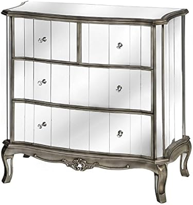 Slate Rose Mirrored Chest Of Drawers Height 67cm X Width 52cm X