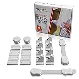 Magnetic Child Safety Cabinet Locks - Baby Cabinet Safety Latches and Baby Proofing Kit - 8 Pack with Latches and Safety Straps (No Drilling)