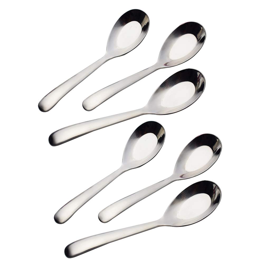 HornTide 6-Piece Soup Spoon Set Chinese Spoon Flatware Stainless Steel Mirror Polishing 6.5-Inch 16.5cm, Ideal for Home Kitchen and Restaurant