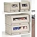 mDesign Large Fabric Closet Shoe Storage Box w/Clear Window - Shoe, Sandal, Sweater, Linen, Clothes Organizer - Boot Storage Solutions - Shoe Bin - Lido Collection, 8 Pack, Linen/Tan