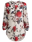 SheIn Women's Floral Printed V Neck High Low Hem Blouse