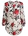 SheIn Women's Floral Printed V Neck High Low Hem Cuffed Sleeves Blouse - Multicolor XX-Large
