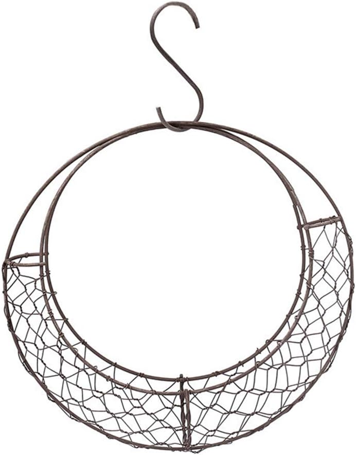INGHU Moon Shape Hanging Succulent Plant Basket Wreath Iron Wire Succulent Herb Flower Pot Planter Plant Basket