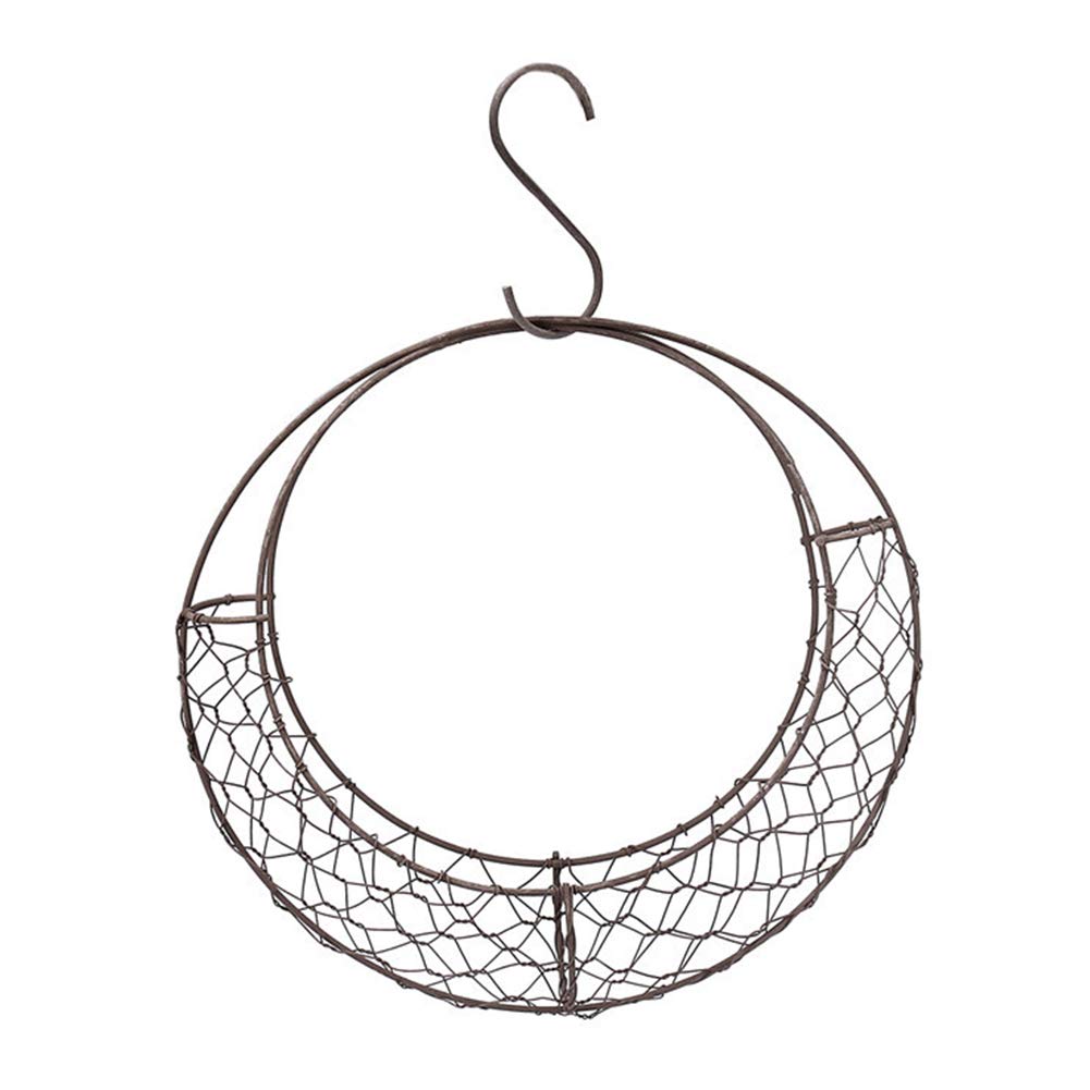INGHU Moon Shape Hanging Succulent Plant Basket Wreath Iron Wire Succulent Herb Flower Pot Planter Plant Basket