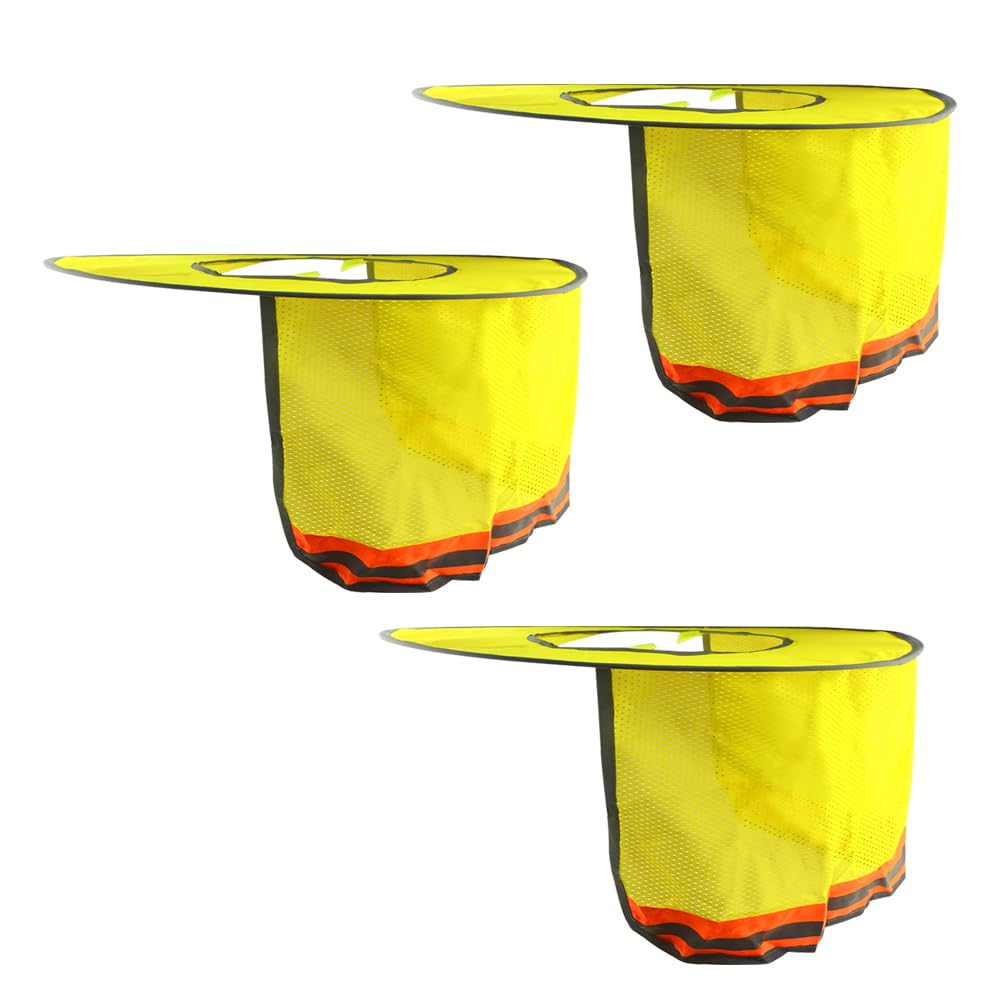 WMYCONGCONG 3 Pack Hard Hat Sun Shield Full Brim Mesh Neck Shield Sun Visor with Reflective Strip for Outdoor Construction Site Hardhats Safety Helmet Accessories, High Visibility Yellow