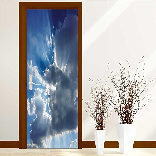 lihousehold 3D Door Wall Mural Wallpaper Stickers-2 Pcs Wooden Door Self-adhesive PVC Removable Waterproof Art Door Decals 30x79 inch(Tulip Blooms with Classic Dutch Windmil Netherlands Co)