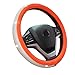 New Diamond Leather Steering Wheel Cover with Bling Bling Crystal Rhinestones, Universal Fit 15 Inch Car Wheel Protector for Women Girls Orange