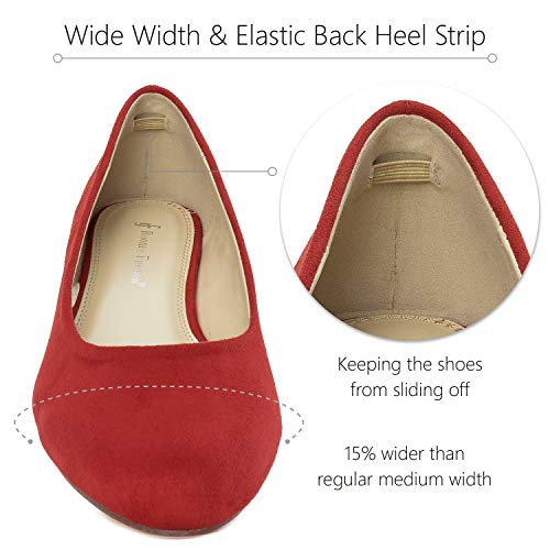 Women's True Wide Width Low Walking Heel Comfortable Dress Pumps - Plus Size Friendly RED Size.6