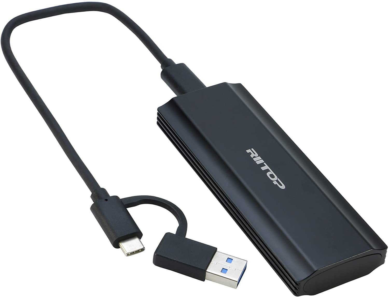 M.2 NVMe SSD to USB C Enclosure Case Adapter, RIITOP NVMe to USB 3.2 Type C Reader 10Gbps for Both M.2 PCI-e (M Key) NVMe & (B+M Key) SATA-Based SSD Tool-Free