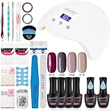 Gellen Gel Nail Polish Starter Kit with 24W LED lamp Base Top Coat, Manicure Tools Popular Nail Art Designs #4