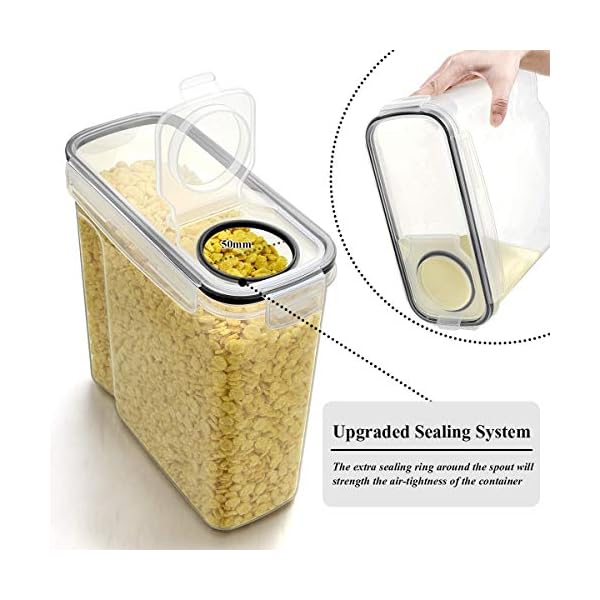 Cereal & Dry Food- Wildone Airtight Cereal Storage Containers Set of 8 [2.5L / 85.4oz] for Sugar, Flour, Snack, Baking…