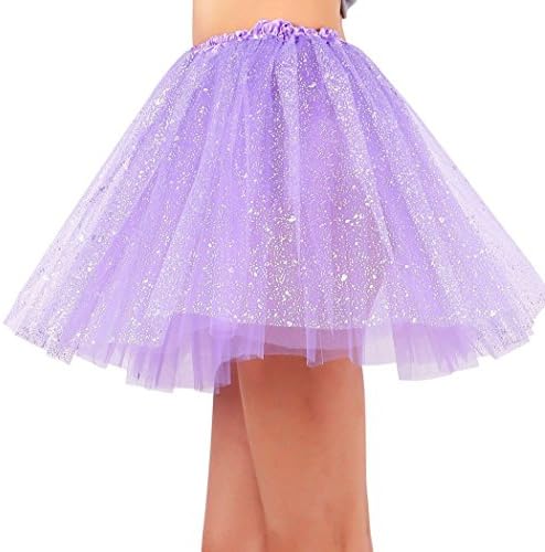 Siero Womens Sparkly 3 Layered Fairy Princess Elastic Tutu Tulle Skirt