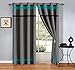 Modern 4 - Piece Teal Blue/Grey/Black Grommet Curtain Set Drapes/Window Panels 120