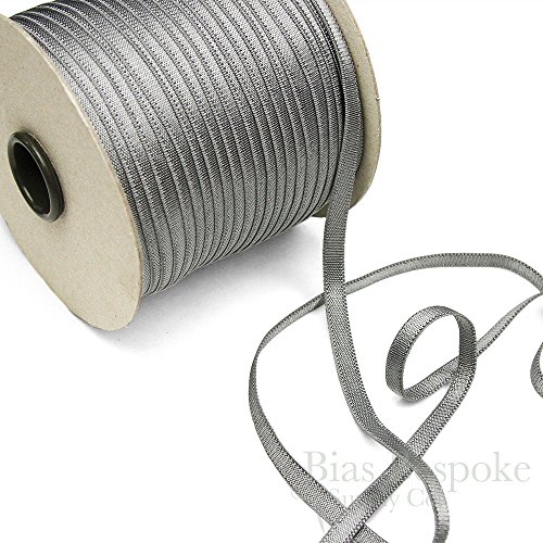 5 Yards of Astra 8mm Luminous Bra Strap Elastic, Silver Gray, Made in Italy