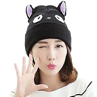 Myosotis510 Cute Parent-child Knitted Cat Bear Ear Cap Beanie Black