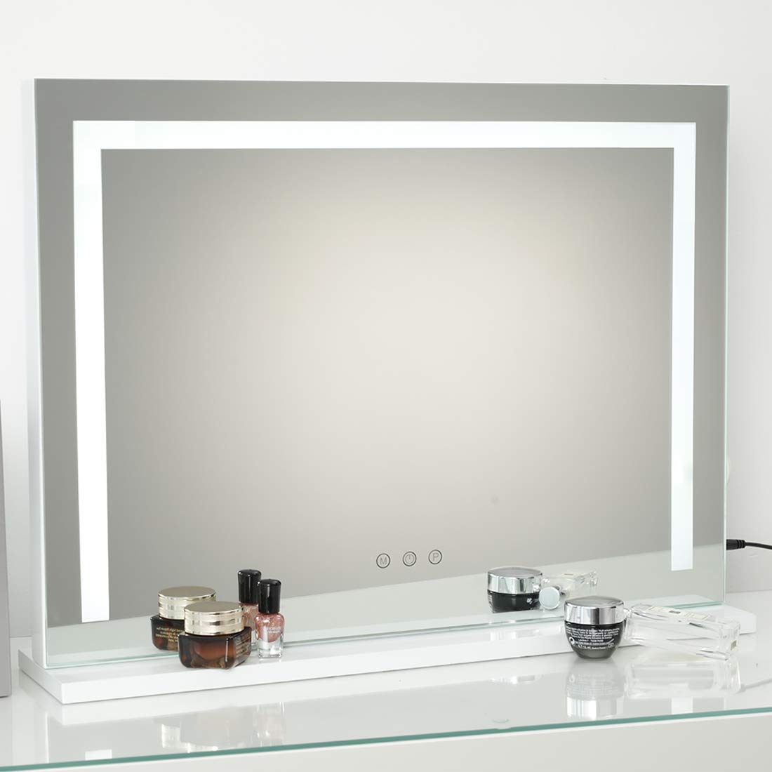 iCREAT Makeup Mirror with Lights, Hollywood Vanity Mirror, 3 Color Modes Lighted Mirror, Touch Screen Mirror, Tabletop or Wall-Mounted Personal Mirrors, White