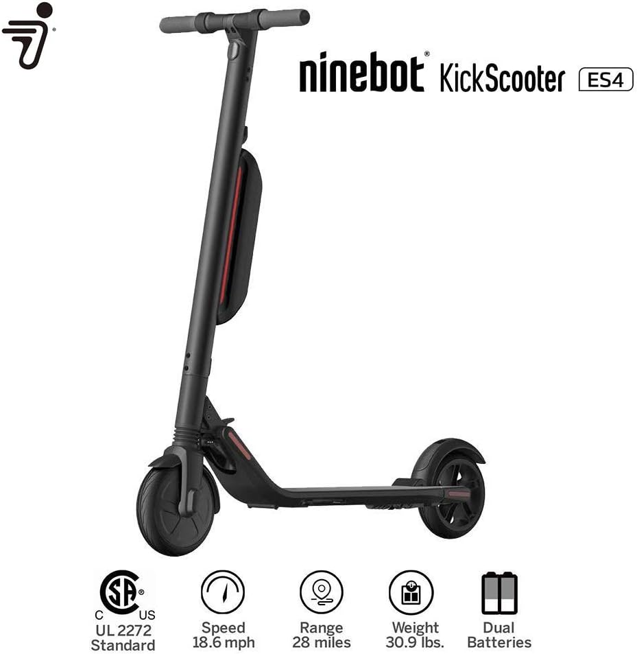 ninebot Segway ES4 Electric KickScooter Foldable Commuter Scooter, 28 Mile Range, 18.6 mph Top Speed, Cruise Control, Bluetooth, Upgraded Motor, for Adults and Kids