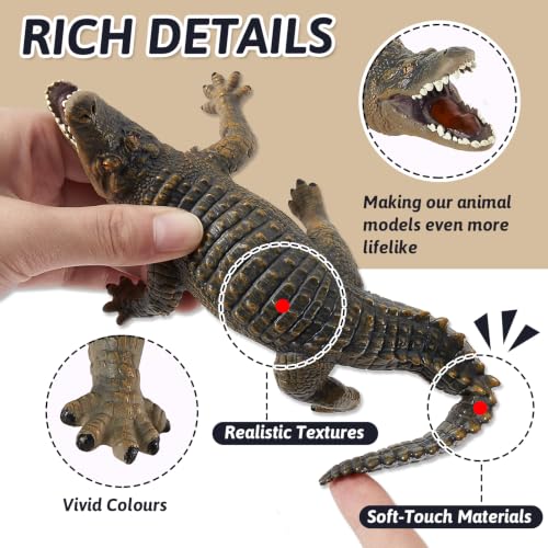 LINFUN KIDS Animal Toy, 5 Pieces Realistic Figure Set | with Lions, Elephants, Giraffes, Crocodiles and Tigers Forest Animals Figures Educational Toy for Boys Girls 3+