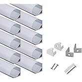 hunhun 10-Pack 3.3ft/1Meter V Shape LED Aluminum Channel System with milky Cover, End Caps and Mounting Clips, Aluminum Profile for LED Strip Light Installations, Very Easy Installation