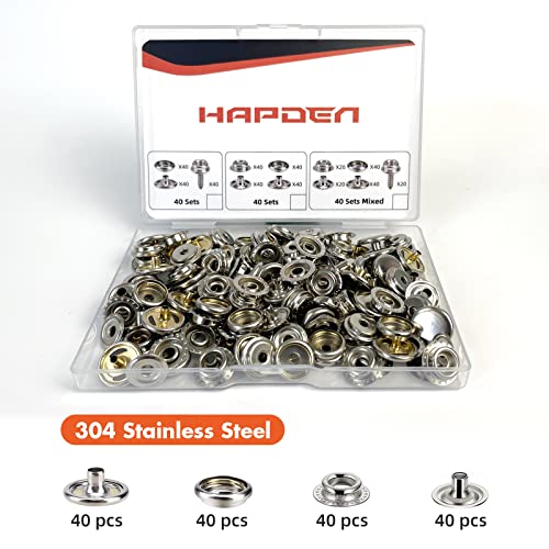 160 pcs snap Buttons,snap Fasteners kit 15mm Stainless Steel Snaps