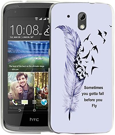 HTC Desire 526 Case, HTC 526 Case, Harryshell(TM)Feather Bird Slim Scratch-Resistant Tpu Gel Flexible Silicone Soft Case Cover Skin Protective for HTC Desire 526