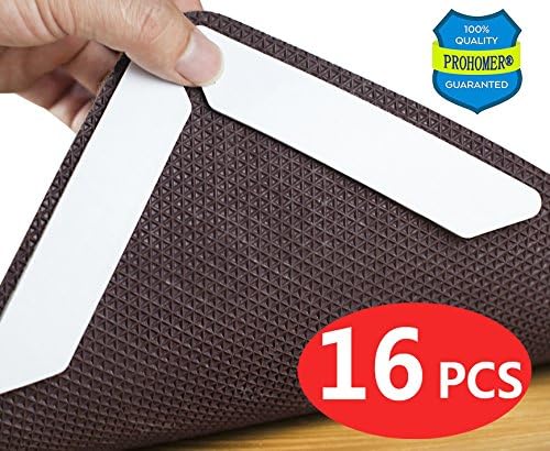 Rug Grippers, Best Carpet Gripper Anti Curling Anti Slip Premium Gripper. Keep Carpet Pad Adhere to Tiled Floor and Wooden Floor, Premium Carpet Gripper–Ideal Anti Slip Rug Pad for Your Rugs (16 pcs)