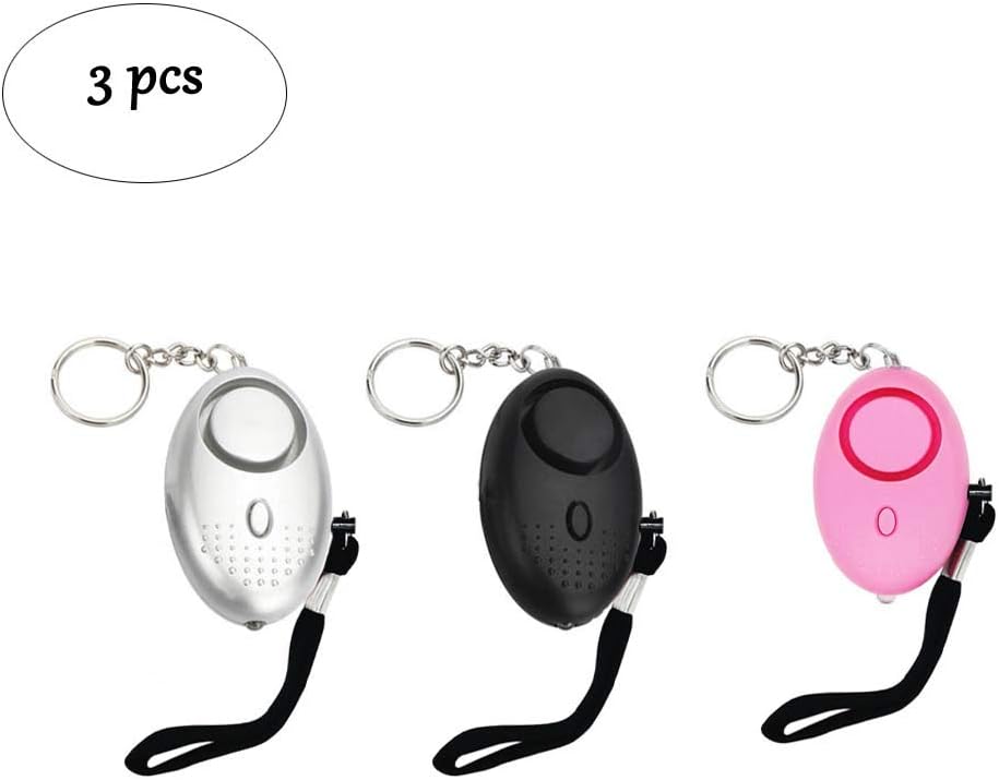 Personal Safety Alarm Keychain Set, 3 Pcs Personal Attack 130dB Alarm with LED Light Emergency Self Defense Keychain Device for Women Alone Kids Elderly Students Explorers