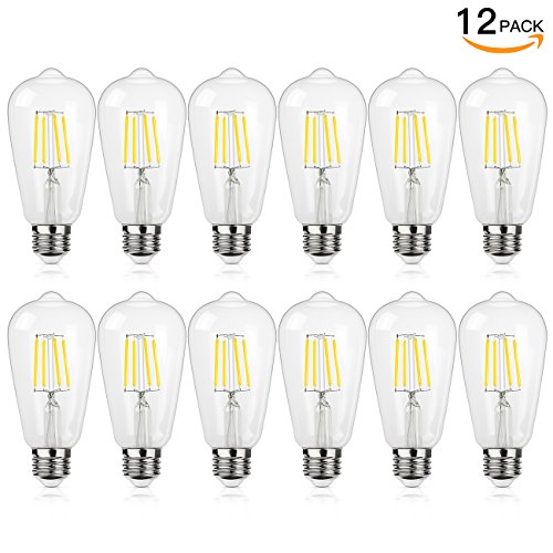 Antique LED Bulb, SHINE HAI 4W (40W Equivalent) ST58 Vintage Edison Light Bulb LED Lighting, 470 Lumen Daylight White 5000K E26 Base, Pack of 12