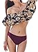 Womens Off The Shoulder Ruffle Bikini Sets Swimsuit Beachwear , Floral , Medium