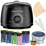 Wax Warmer Kit - SHINE Hair Removal Home Waxing Kit, Electric Pot Heater for Rapid Waxing of All Body, Legs, Face and Bikini Area. 5 Bags of Natural Ingredients Hard Wax Beans and 32 Wax Spatulas