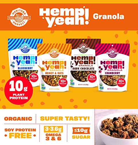Manitoba Harvest Hemp Yeah! Granola, Blueberry, 10oz, with 10 g of Protein, 3.6 g Omegas, 3 g of Fiber and less than 10 g Sugar Per Serving, Organic, Non-GMO (Pack of 3) - Thumbnail 4