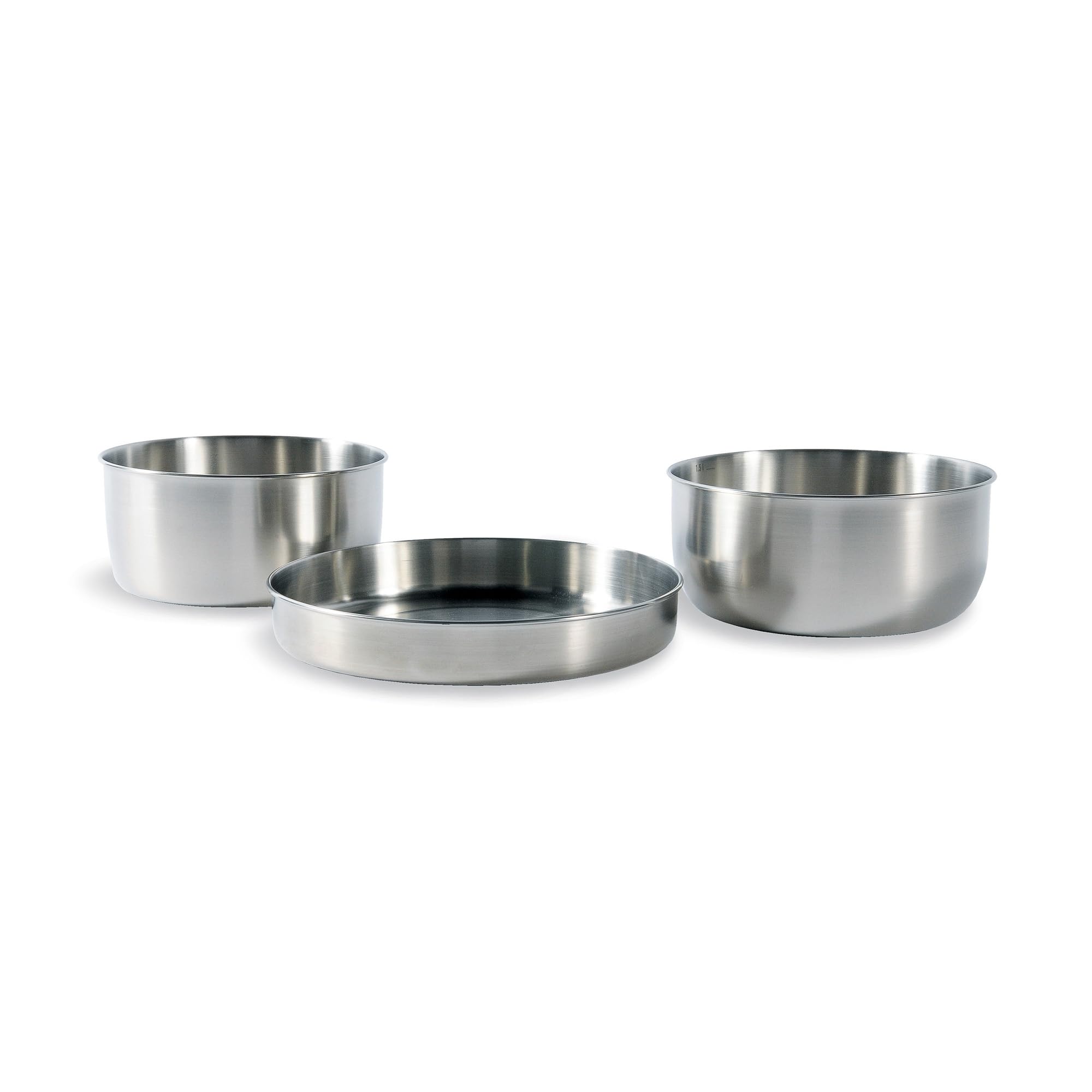 Tatonka Multi Pot Set (3-Piece) - Camping Cookware Made of Stainless Steel - Consists of a Pan and 2 Pots (Pan Can be Used as Pot Lid and Plate) 21.5 x 8 cm