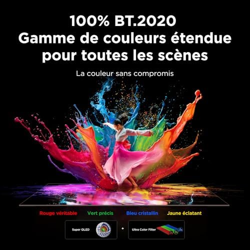 65Q7D Pro 65” SQD-Mini LED TV, 4K HDR 2000 nits, 646 Zones de Gradation, Google TV, Dolby Vision IQ & Atmos, 2.1 Onkyo, 144Hz, Apple AirPlay 2 & Alexa