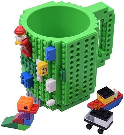 KYONNE Build-on Brick Mug, Birthday Gift Cup, Best Gift Ideas for Men, Boy and Girl, Christmas Gift (Green)