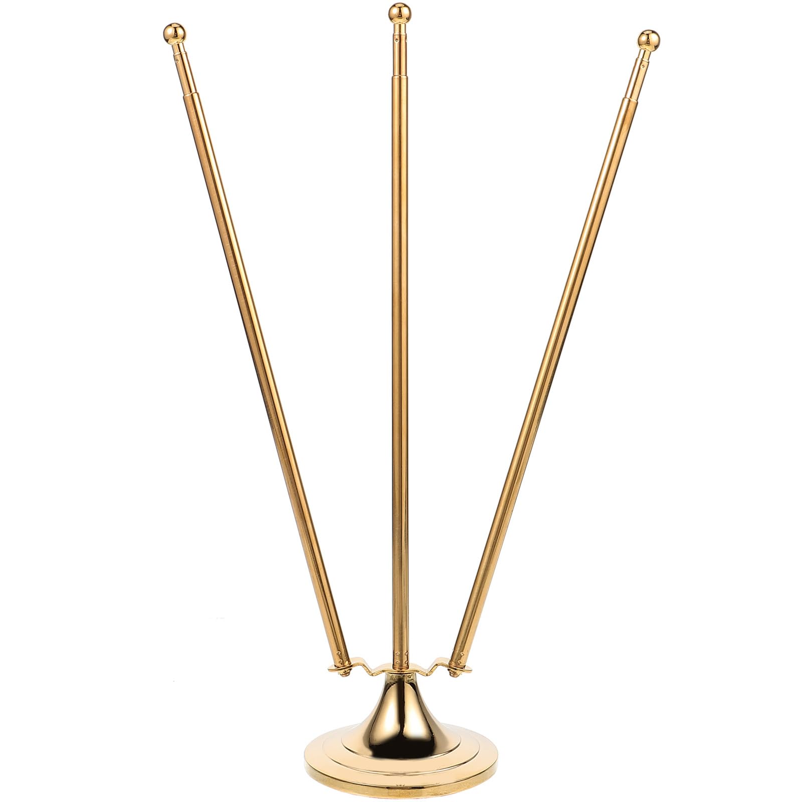 HANABASS Stainless Steel W Shaped Telescopic Desktop Flag Pole Holder for Office, Conference Room, and Tabletop Decoration