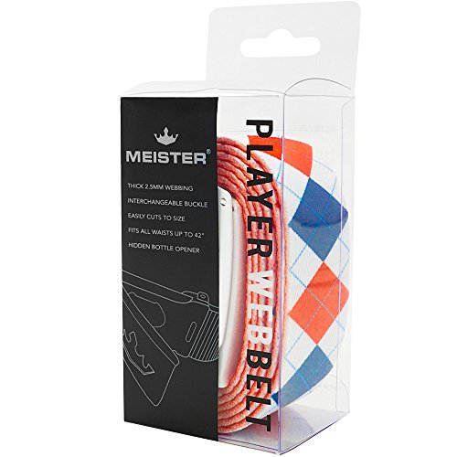 Meister Player Golf Web Belt - Adjustable & Reversible - Royal Argyle