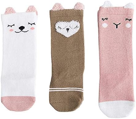 FQIAO Children Baby Socks 1-3 Years 3Packs Unisex Cotton S Size Autumn Winter Cartoon Middle Tube Breathable Sock