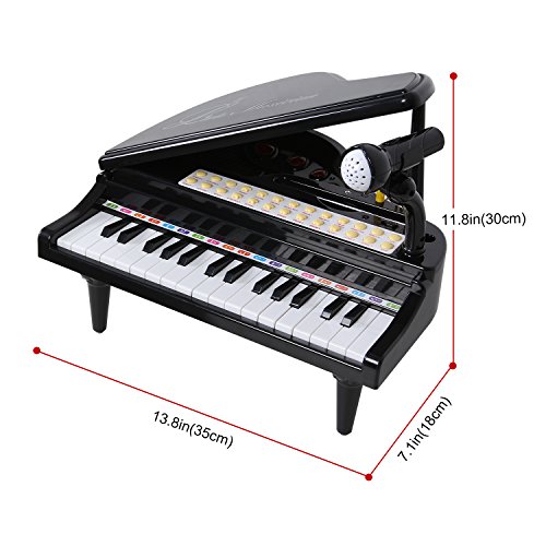 iFixer 31 Keys Piano Keyboard Toy for Toddlers Kids' Musical Talent Development, Electronic Musical Multifunctional Instruments with Microphone, Audio Link Mobile IPad PC, Black