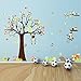 Rainbow Fox Cartoon Forest Animal Monkey Wall Stickers Murals Owls Swing On Tree Nursery Wall Stickers DIY Posters Vinyl Removable Art Wall Decals for Kids Room (Brown)