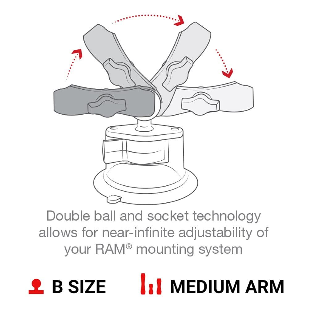 RAM Mounts X-Grip Large Phone Mount with RAM Twist-Lock Suction Cup Base RAM-B-166-UN10U with Medium Arm for Vehicle Windshields