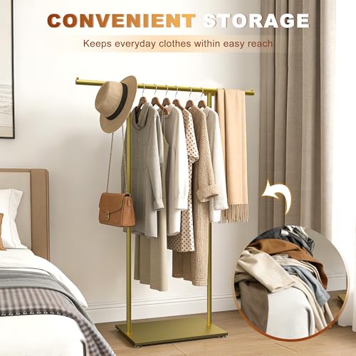 QJSZMEI Gold Boutique Stand, Clothes Display Rack, Double Pole Stable Metal Stand, Retail Clothing Stand, Freestanding Clothes Rack for Clothes(Gold)