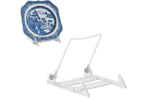 KINGDOM SOLUTIONS MADE IN USA 4-Pack Adjustable Acrylic Easels - Plate Stand - Sturdy Book Stand for Art, Pictures, Plates, Frames - Unique on the Market