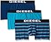 Diesel Men's 3-Pack Shawn Solid/Stripe Cotton Stretch Trunk, Blue, Medium