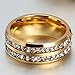 Mens Womens 8MM Titanium Stainless Steel High Polished 18K Gold Plated Channel Set Cubic Zirconia CZ Promise Engagement Band Unisex Gold Wedding Ring Comfort Fit, Size 9
