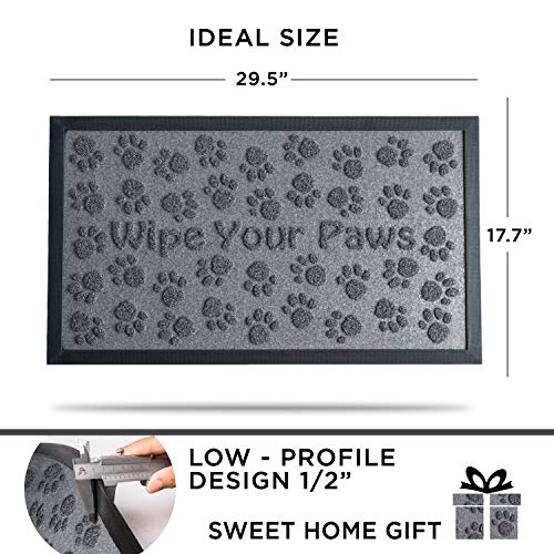 Extra Durable Door Mat Outdoor/Indoor - Non-Slip Entry Door Mat (30 x 18) - Easy Clean Front/Back Door mat - Rubber Doormat Outside Inside - Dog Pet Mat Rug - Waterproof Floor Mat - Entryway Rug