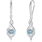 Seiyang Infinity Birthstone Earrings 925 Sterling Silver Gemstone Dangle Drop Earrings with 12 Months Birthstone Birthday Jewelry Gifts for Women