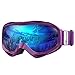 OutdoorMaster OTG Ski Goggles - Over Glasses Ski/Snowboard Goggles for Men, Women & Youth - 100% UV Protection (Purple Frame + VLT 15.8% Grey Lens with Full REVO Blue)