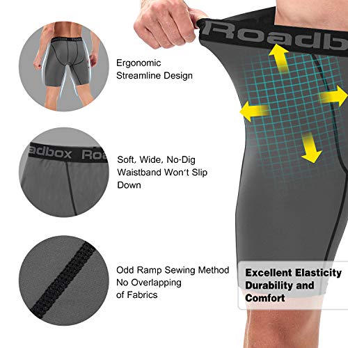 image for Roadbox Men's Running Compression Shorts 3 Pack, Baselayer Cool Dry Sp