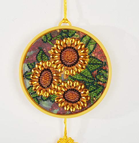 5D Diamond Painting for Adults Led Light Partial Drill Painting by Number Kits Arts Crafts Supply Set Rhinestone Mosaic Making for Home Wall Decor Gifts for Christmas Ross Beauty (Sunflower)